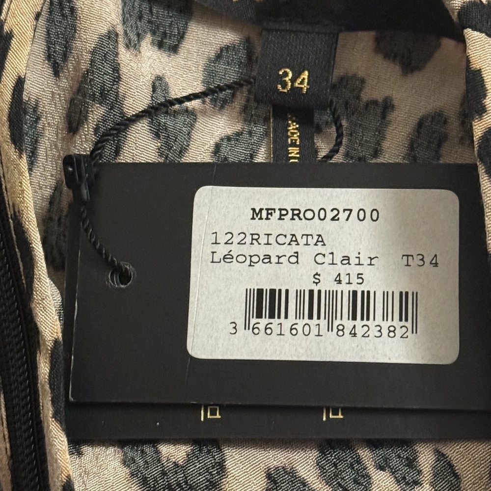 Maje Clair Leopard Print Ruffle Mini Dress Long Sleeve Animal Print Crepe XS NWT - Picture 12 of 14